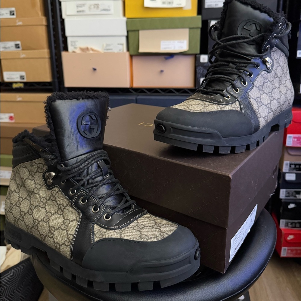 Gucci Leather Monogram Boots - Picture 4 of 12